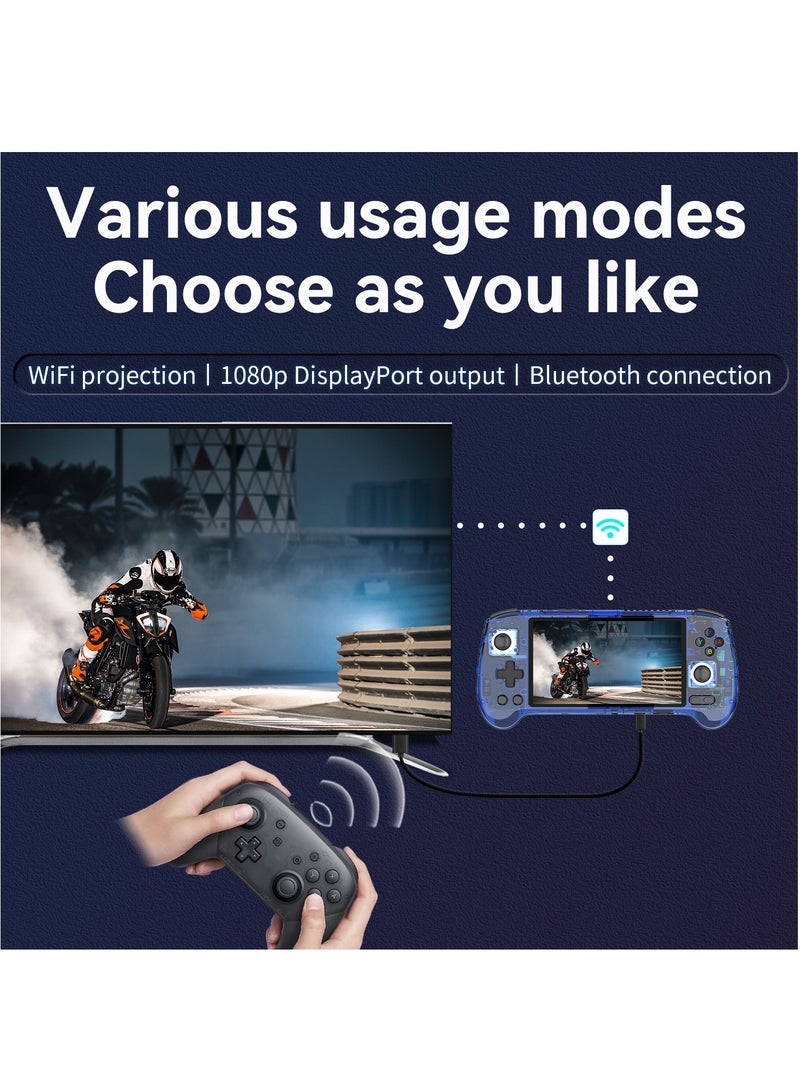 ANBERNIC RG556 Handheld Game Console Unisoc T820 Android 13 5.48 inch AMOLED Screen 5500mAh WIFI Bluetooth Retro Video Players (Blue 128G)