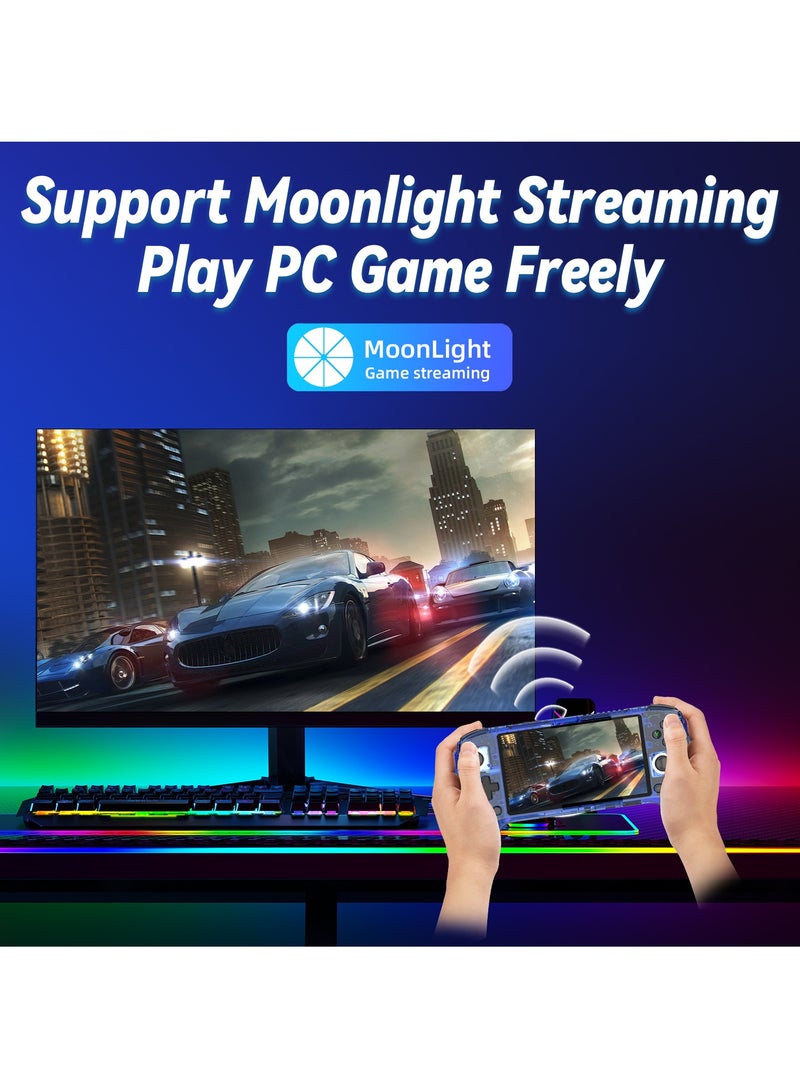 ANBERNIC RG556 Handheld Game Console Unisoc T820 Android 13 5.48 inch AMOLED Screen 5500mAh WIFI Bluetooth Retro Video Players (Blue 128G)