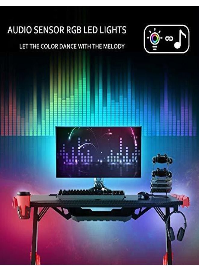 1-Piece Multifunction Modern Technology Tarantula Foot Shaped Headphone Hook RGB Light Gaming Table Computer Laptop Desk 120x60x76 cm