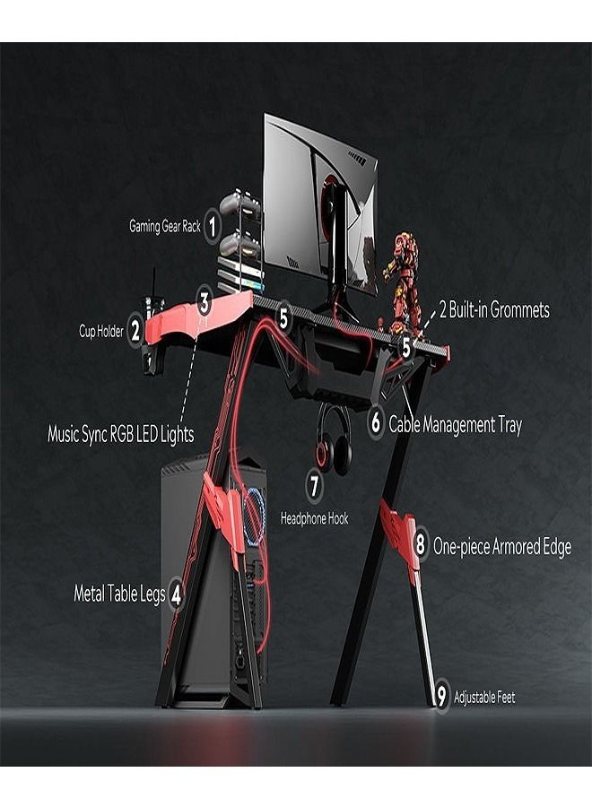 Enhance Your Gaming Setup with the Tarantula Foot Shaped Headphone Hook Gaming Computer Table – Featuring RGB Lighting and a Spacious 120 x 60 x 76 cm Design for Ultimate Comfort and Style