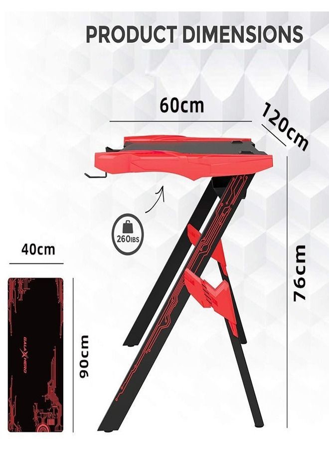 1-Piece Multifunction Modern Technology Tarantula Foot Shaped Headphone Hook RGB Light Gaming Table Computer Laptop Desk 120x60x76 cm