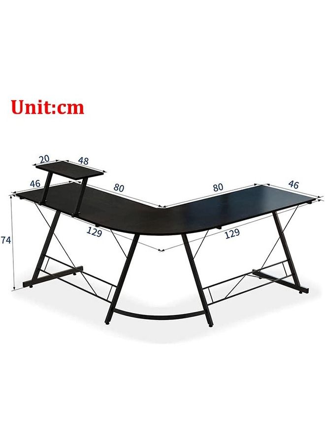 L Shaped Gaming Desk Computer Desk Table Home Office Writing Workstation with Large Monitor Stand Space-Saving and Easy to Assemble