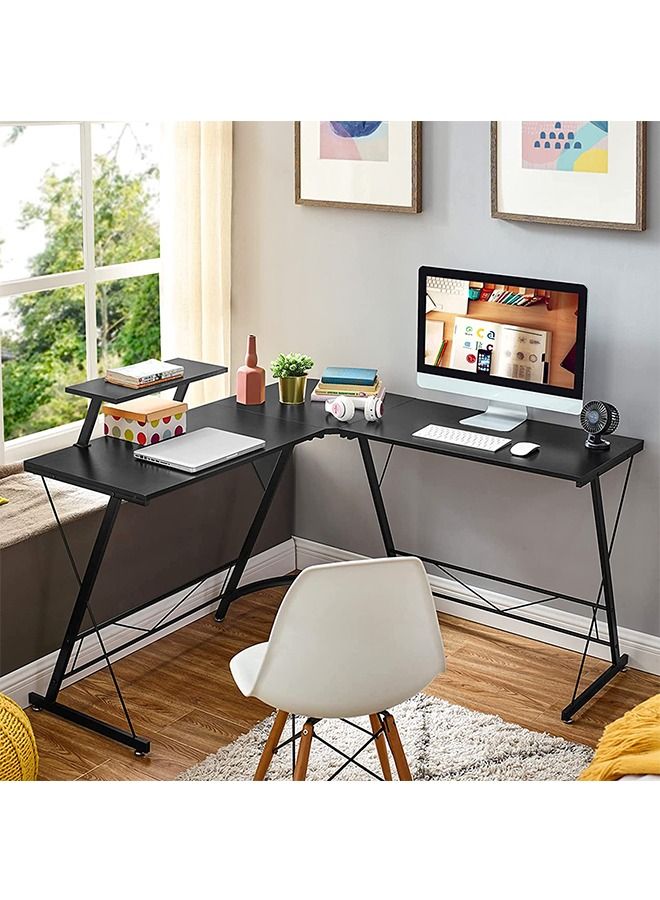 L Shaped Gaming Desk Computer Desk Table Home Office Writing Workstation with Large Monitor Stand Space-Saving and Easy to Assemble