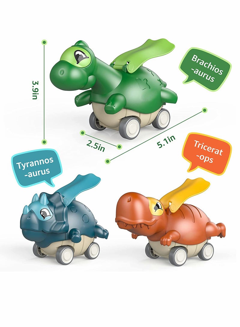 Roll over image to zoom in Dinosaur Toys, Cute Dinosaur Toy Cars, Toys Age 2-4, Dinosaur Car Toys, for 1-4-Year-Old Boys Girls, 3 Pack