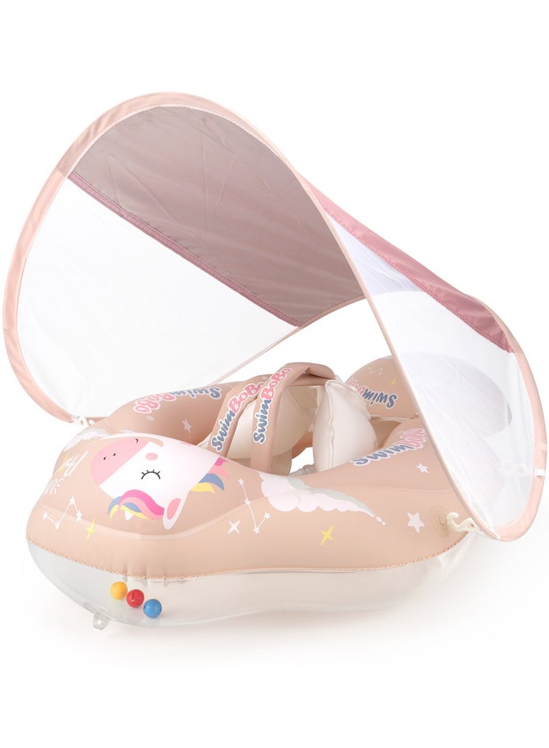 Baby Swim Float Inflatable Swimming Pool Float With Sun Protection Canopy For Age 6-24 months - Unicorn