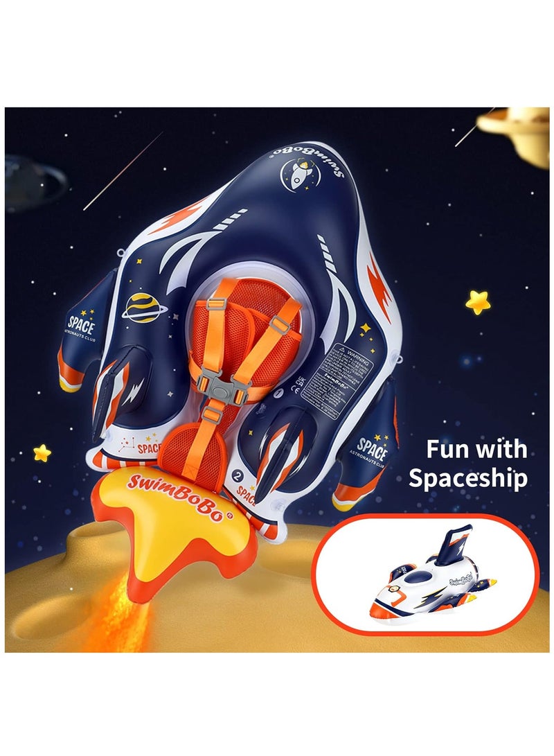 Baby Swim Float Inflatable Swimming Pool Float With Sun Protection Canopy For Age 6-36 months - Space