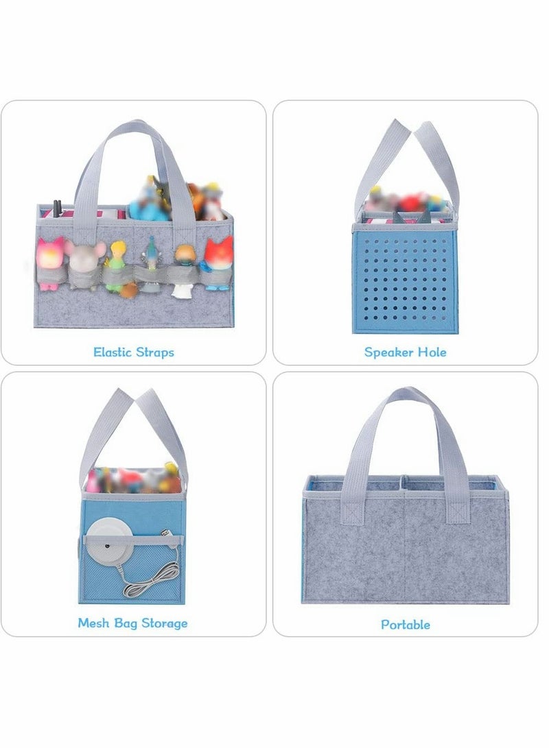 Bag for Toniebox Tasche Kids Starter Set Holds 30 40 Tonies Figures and Audio Carrying Bag with Handle for Toniebox for Toniesbox Accessories Travel Bag for Tonies Audio Characters(Blue grey)