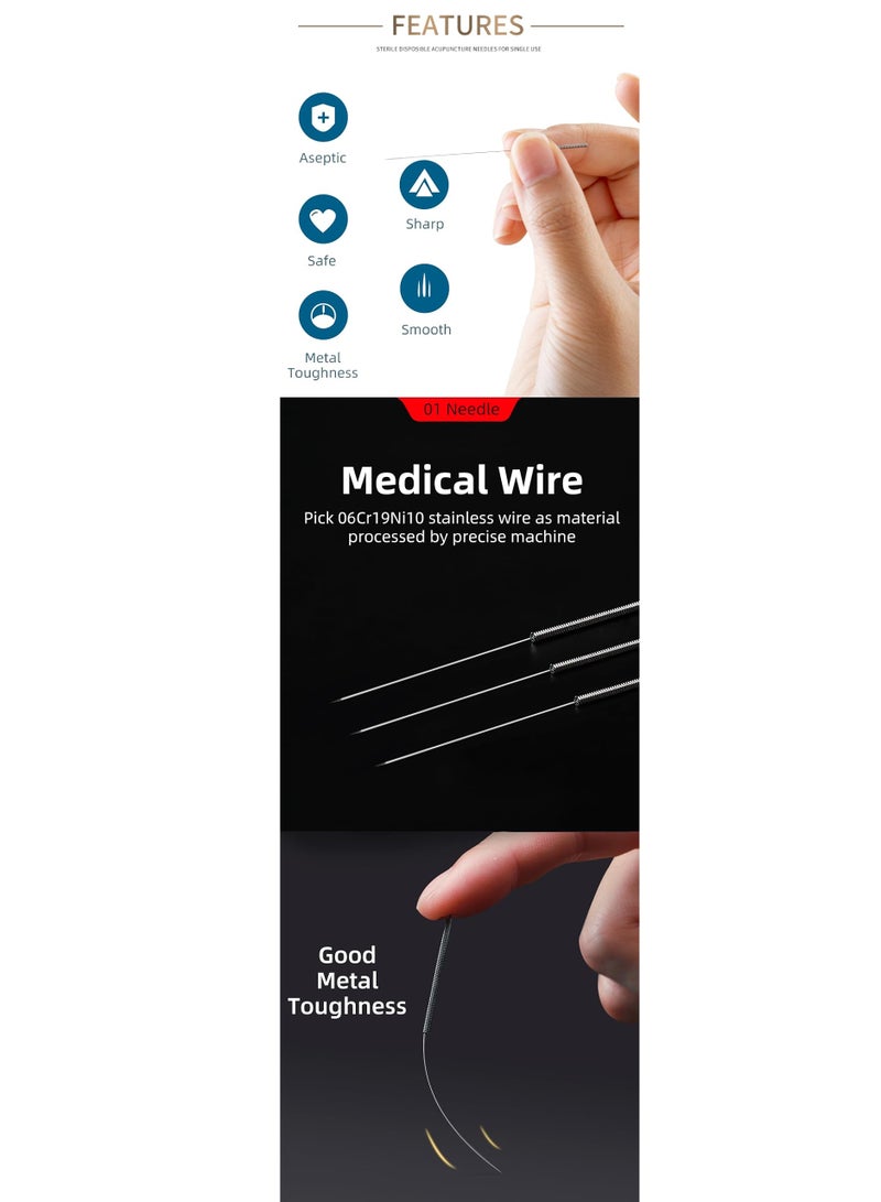 Disposable Sterile Painless Dry Acupuncture Needles 0.30x60 100 Needles a box with tube