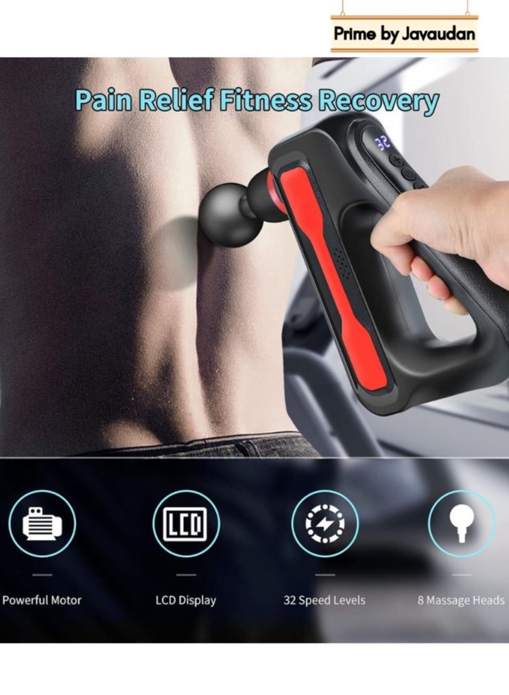 32 Speed Gun Deep Tissue Handheld with 32 Speed Levels 8 Massage Heads LCD Display Muscle Massager Quiet Powerful Percussion Fascial Gun for Pain Relief