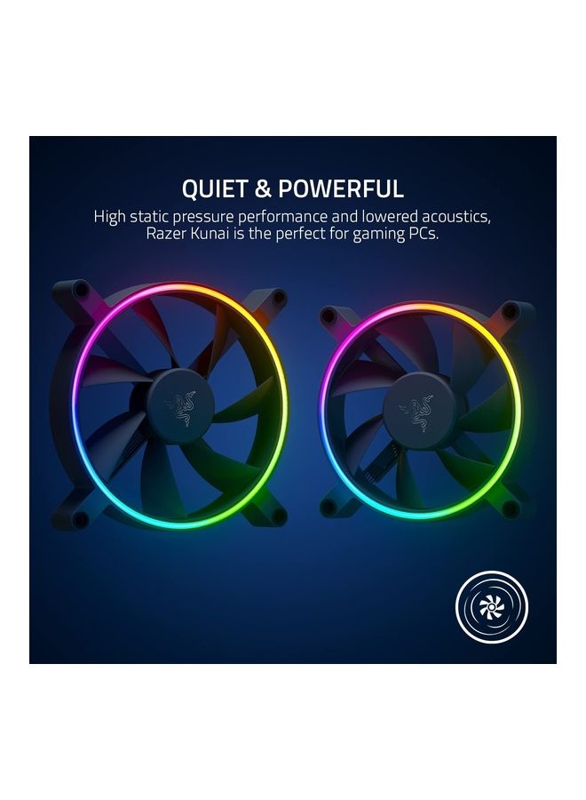 Razer Kunai Chroma Hydraulic RGB LED PWM Performance Fan (140mm)- Hydraulic aRGB PC Fans (Quiet, Powerful, Connect up to 8 Fans, PWN Fan Controller Support, Chroma aRGB) 3 Fans