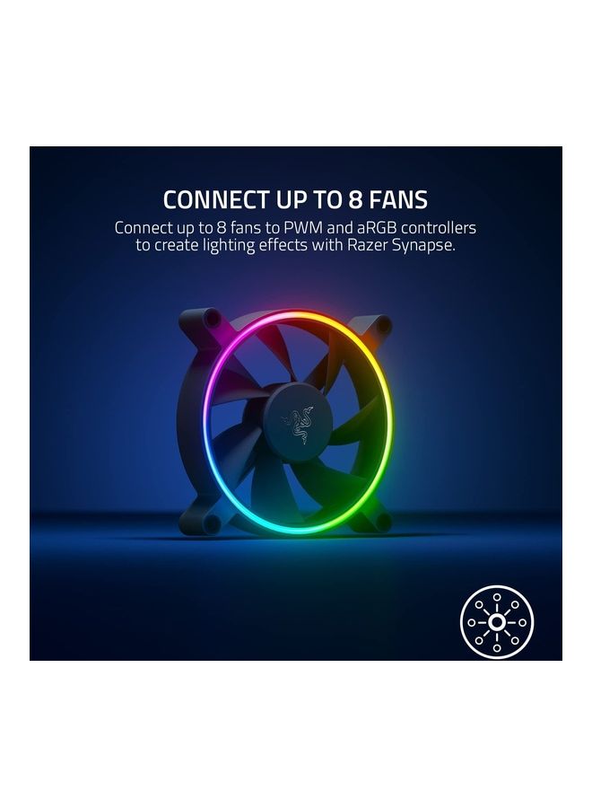 Razer Kunai Chroma Hydraulic RGB LED PWM Performance Fan (140mm)- Hydraulic aRGB PC Fans (Quiet, Powerful, Connect up to 8 Fans, PWN Fan Controller Support, Chroma aRGB) 3 Fans