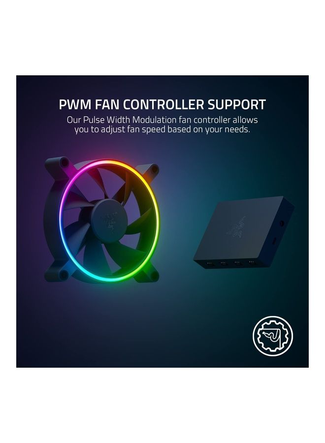 Razer Kunai Chroma Hydraulic RGB LED PWM Performance Fan (140mm)- Hydraulic aRGB PC Fans (Quiet, Powerful, Connect up to 8 Fans, PWN Fan Controller Support, Chroma aRGB) 3 Fans