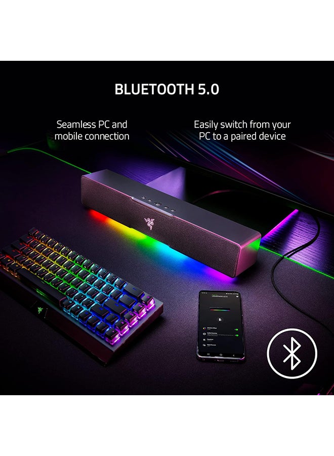 Leviathan V2 X PC Gaming Soundbar, Dynamic High Fidelity Audio, Razer Chroma RGB, BT 5.0, 85 Hz-20 kHz Frequency Response, USB Type C Power & Audio Delivery, Black | RZ05-04280100-R3M1