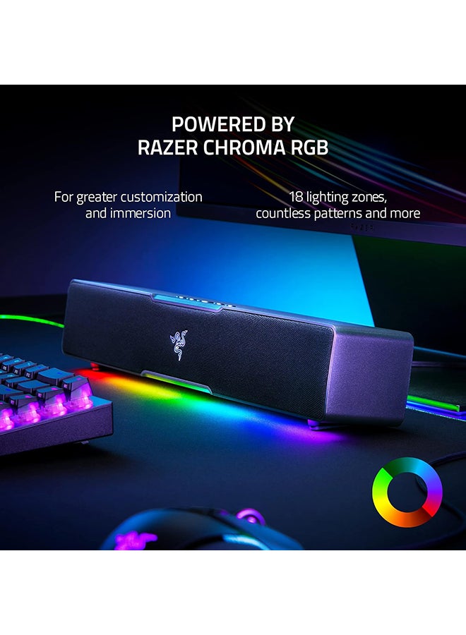 Leviathan V2 X PC Gaming Soundbar, Dynamic High Fidelity Audio, Razer Chroma RGB, BT 5.0, 85 Hz-20 kHz Frequency Response, USB Type C Power & Audio Delivery, Black | RZ05-04280100-R3M1