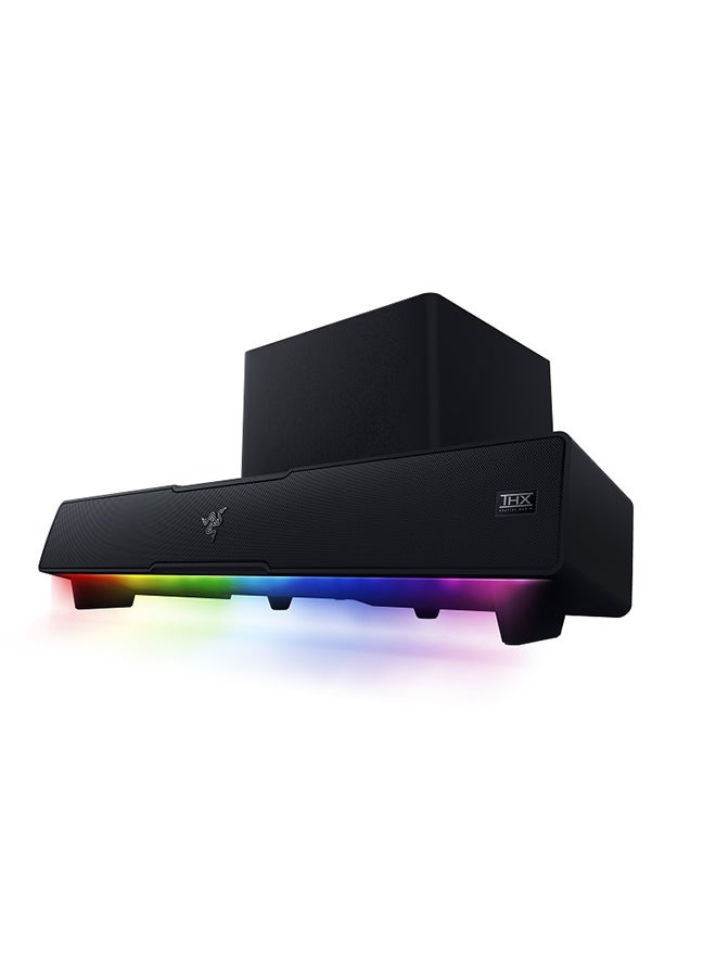 Razer Leviathan V2 Multi-Driver PC Gaming Soundbar with Subwoofer, THX Spatial Audio, Chroma RGB, Bluetooth 5.2, PC, Desktop/Laptop, Smartphones, Tablets & Nintendo Switch - Black