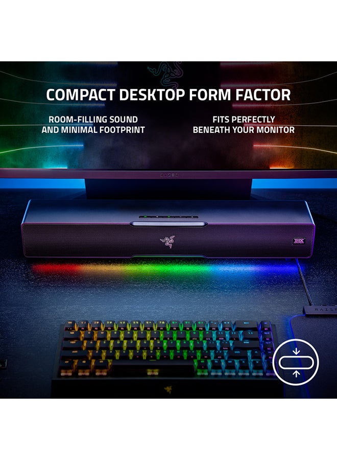 Razer Leviathan V2 Multi-Driver PC Gaming Soundbar with Subwoofer, THX Spatial Audio, Chroma RGB, Bluetooth 5.2, PC, Desktop/Laptop, Smartphones, Tablets & Nintendo Switch - Black