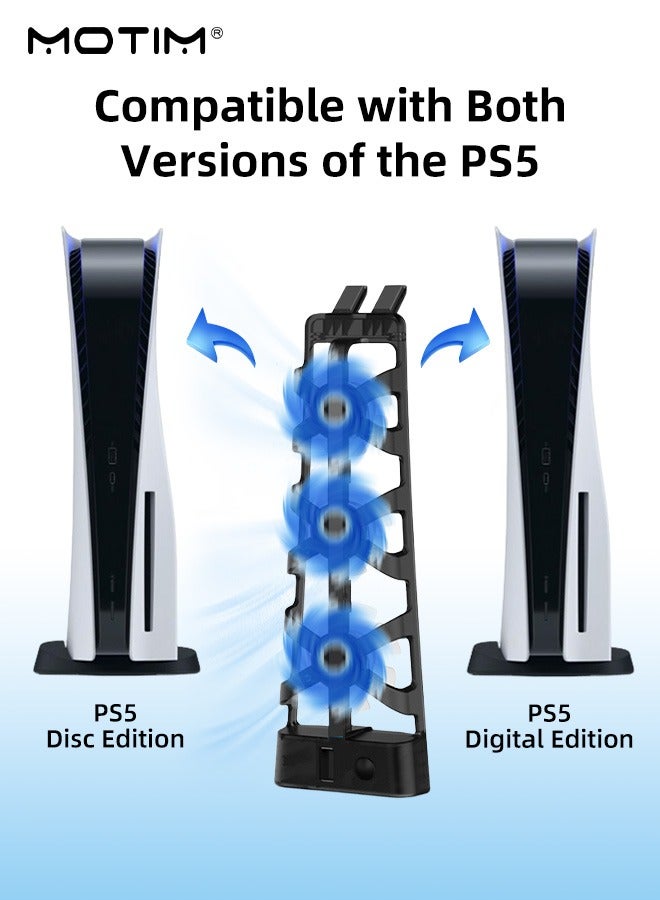 PS5 Cooling Fan, PS5 Accessories PS5 Cooler with 3 High-Speed Cooling Fans (5000RPM) and Cool LED Light, PS5 Fan Cooling Fan Come with USB Port for Sony PS5 Digital/Disc Edition