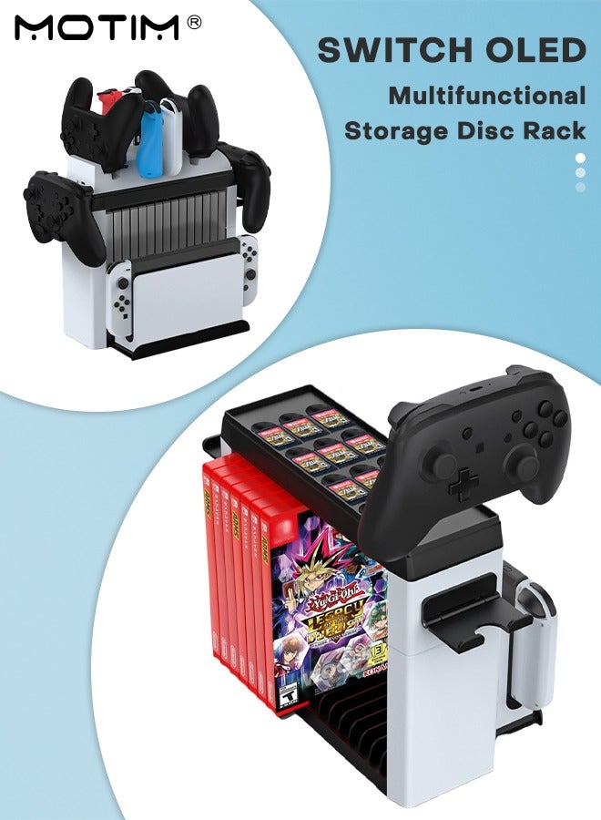 Switch Organizer with Controller Charging Dock, Controller Charger Station for Nintendo Switch & OLED Joycon, Pro Controller, Accessories Storage Tower Stand for Games, Pro Controller, TV Dock