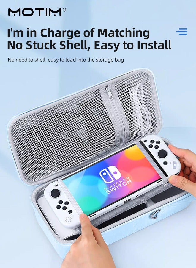 Switch Carrying Case Compatible with Nintendo Switch/OLED Model, Portable Travel Switch Storage Bag Fit for Joy-Con and Adapter, Hard Shell Protective Switch Pouch Case & Games