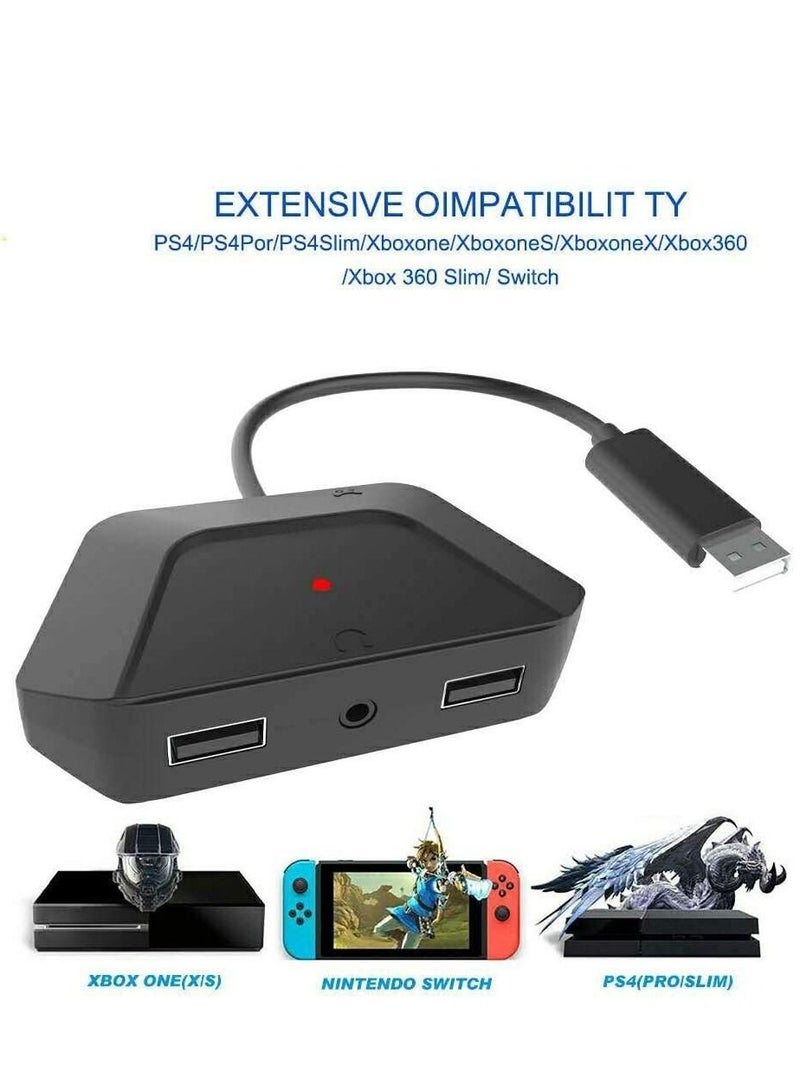 Keyboard and Mouse Adapter with 3.5mm Audio Jack Compatible with for Nintendo Switch, for Xbox One, for PS4, for PS3.