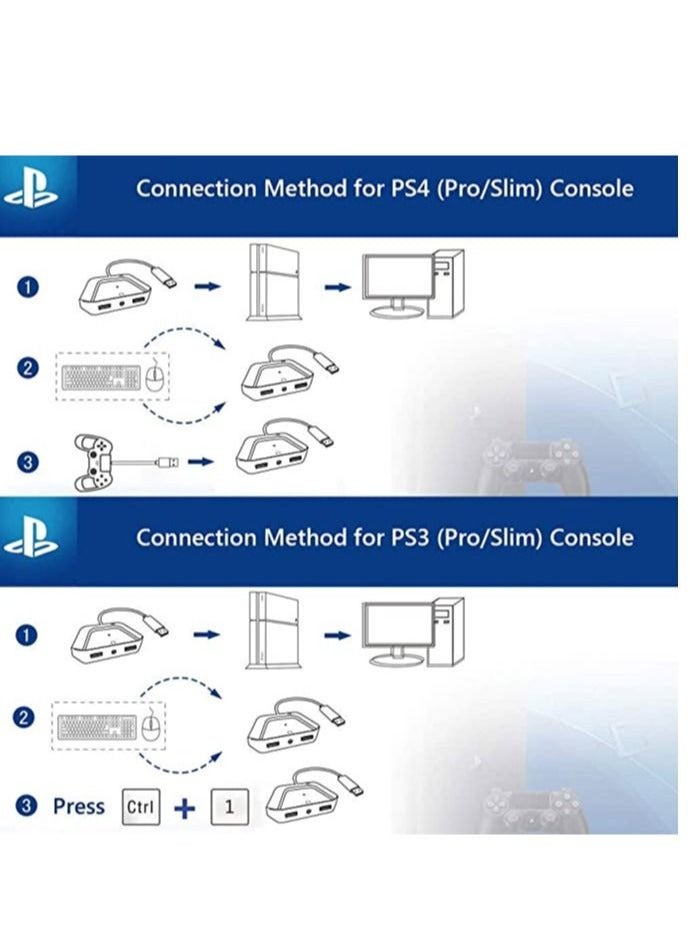 Keyboard and Mouse Adapter with 3.5mm Audio Jack Compatible with for Nintendo Switch, for Xbox One, for PS4, for PS3.