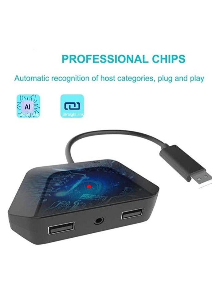 Keyboard and Mouse Adapter with 3.5mm Audio Jack Compatible with for Nintendo Switch, for Xbox One, for PS4, for PS3.