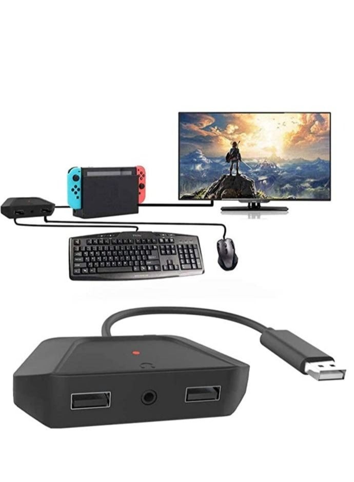 Keyboard and Mouse Adapter with 3.5mm Audio Jack Compatible with for Nintendo Switch, for Xbox One, for PS4, for PS3.