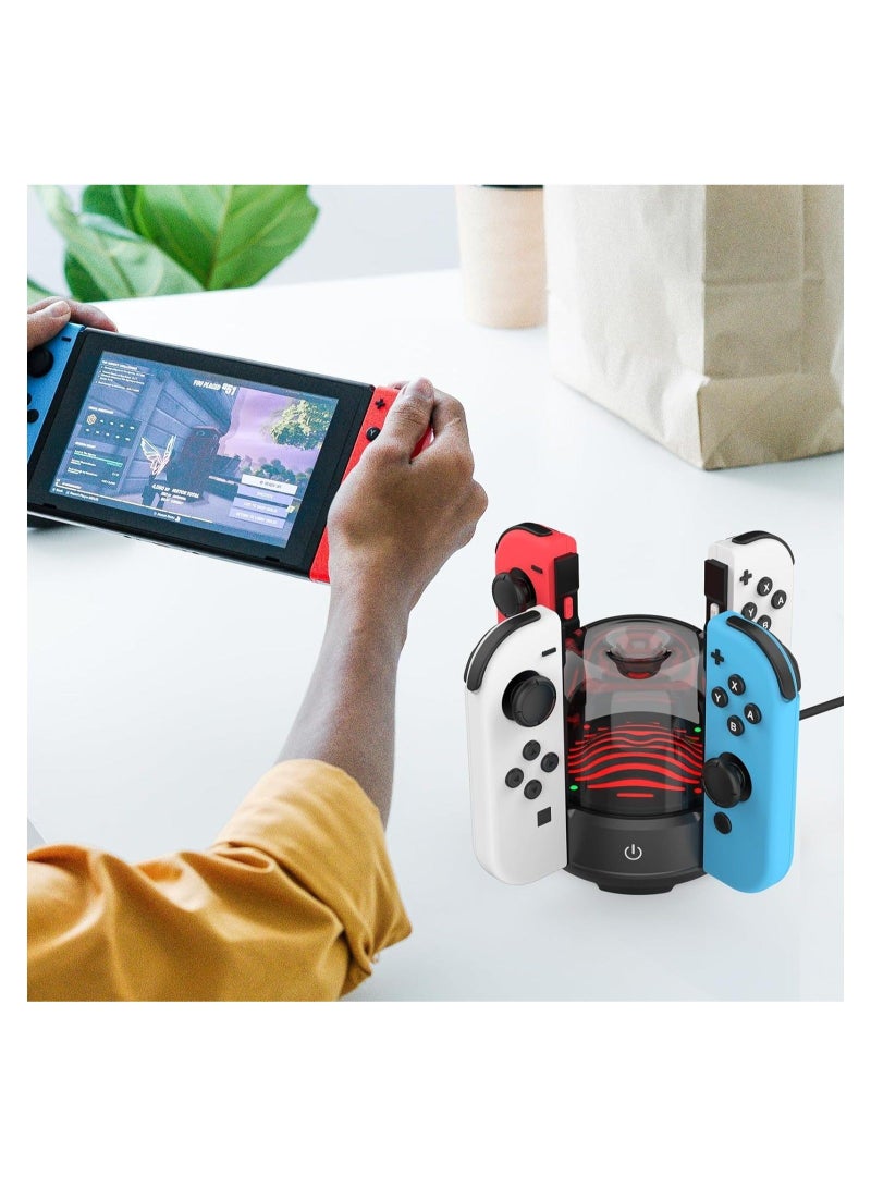 7 Colors LED Switch Joy-Con Charging Station for Nintendo Switch/Switch OLED, Switch Controller Charger Dock Switch Joy-Con Charging Stand with LED Indicator