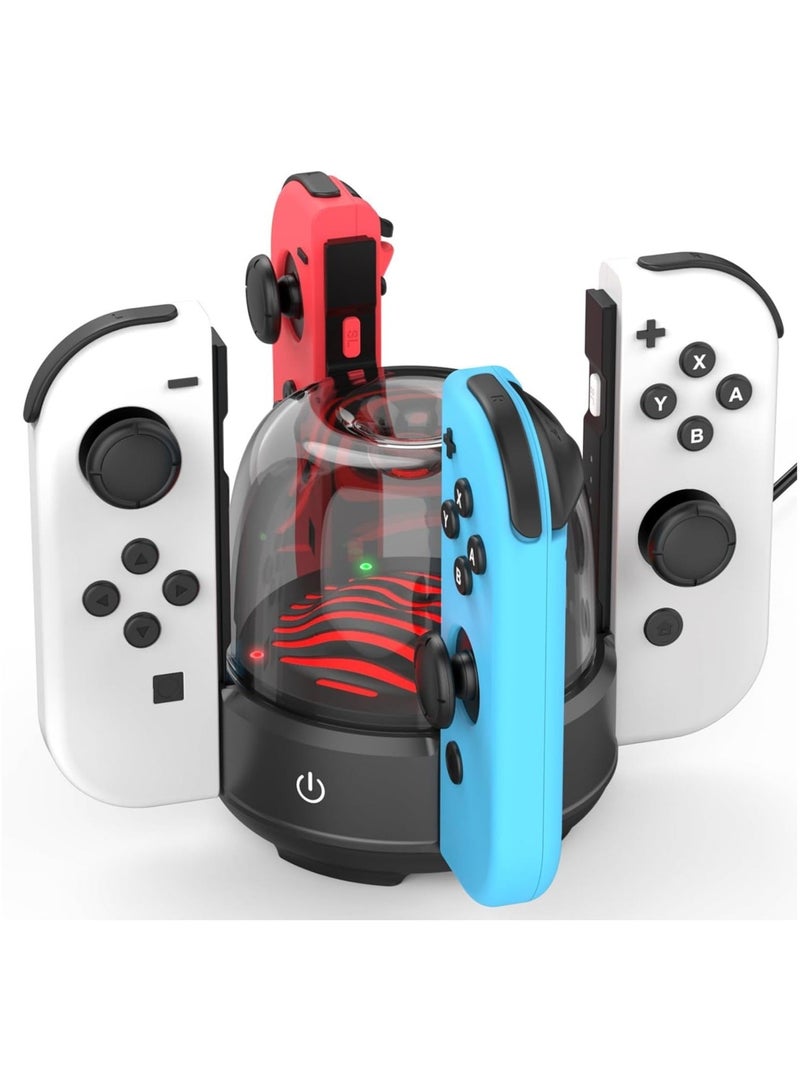 7 Colors LED Switch Joy-Con Charging Station for Nintendo Switch/Switch OLED, Switch Controller Charger Dock Switch Joy-Con Charging Stand with LED Indicator
