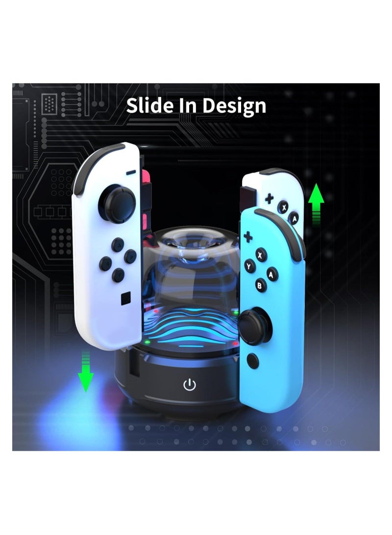7 Colors LED Switch Joy-Con Charging Station for Nintendo Switch/Switch OLED, Switch Controller Charger Dock Switch Joy-Con Charging Stand with LED Indicator