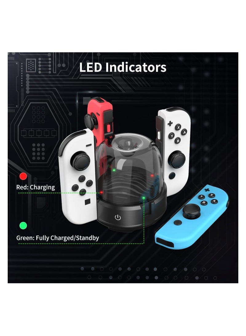 7 Colors LED Switch Joy-Con Charging Station for Nintendo Switch/Switch OLED, Switch Controller Charger Dock Switch Joy-Con Charging Stand with LED Indicator