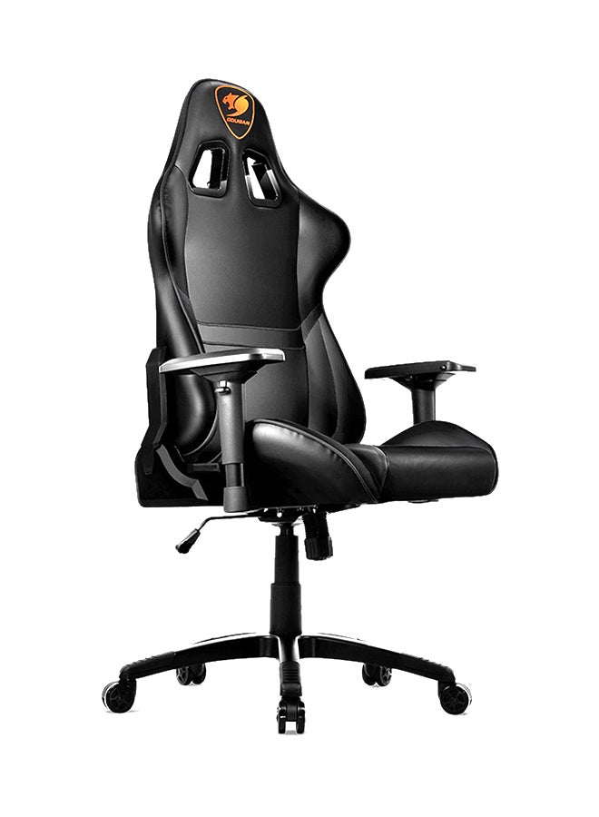 Cougar Gaming Chair Armor, Steel-Frame, Breathable Pvc Leather, 180° Recliner System, 120Kg Weight Capacity, 4D Adjustable Arm-Rest, Steel 5-Star Base - Black