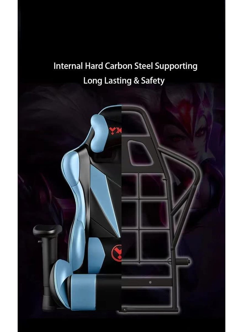 Gaming Chair Office Chair High Back Computer Chair with Footrest and Lumbar Support(Grey)