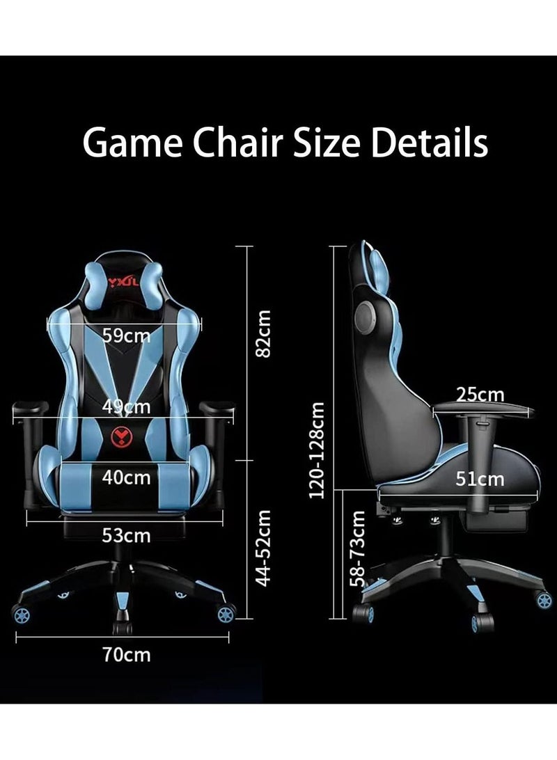 Gaming Chair Office Chair High Back Computer Chair with Footrest and Lumbar Support(Grey)