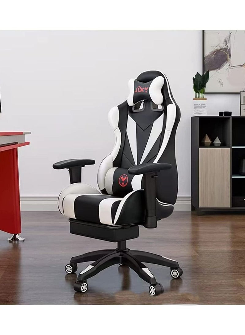 Gaming Chair Office Chair High Back Computer Chair with Footrest and Lumbar Support(Grey)