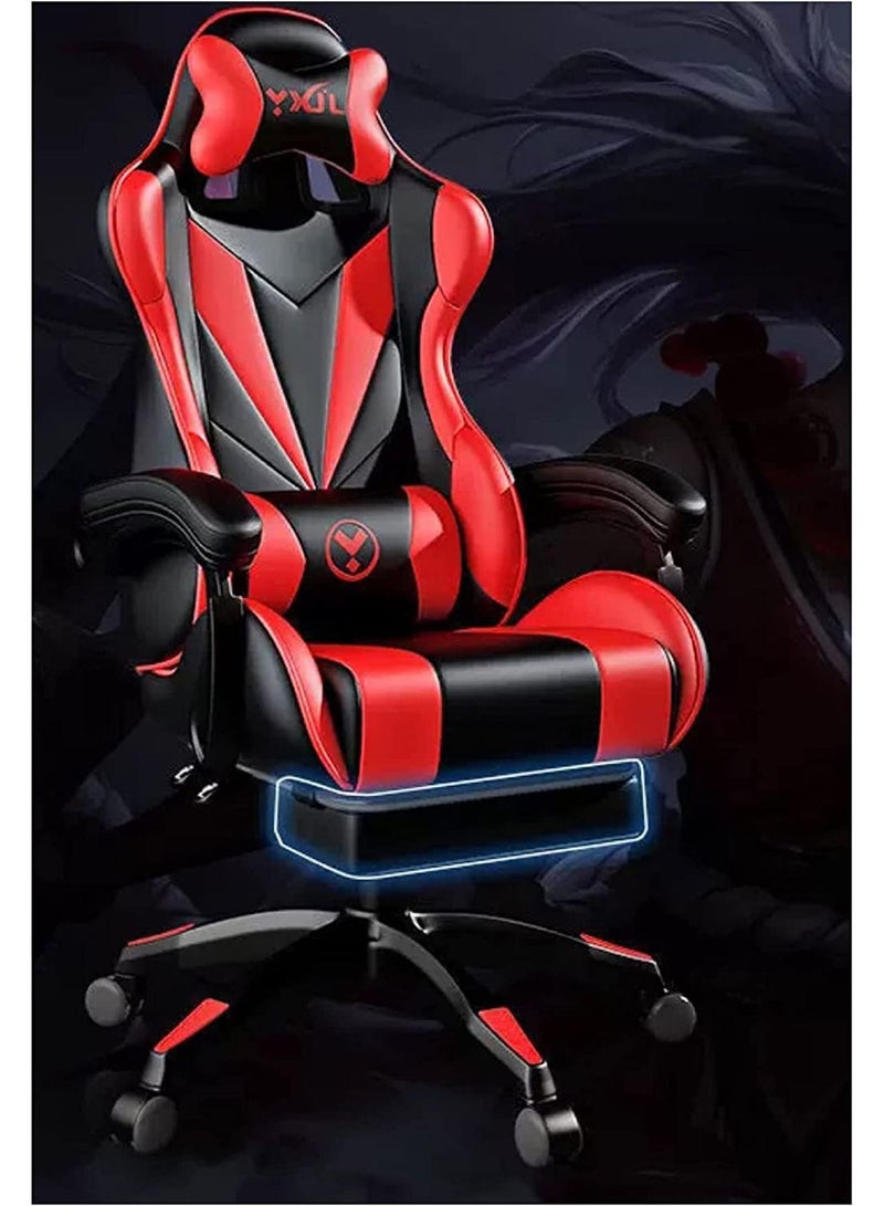 Gaming Chair with Footrest and Lumbar Support High Back Office Computer Chair(Red)