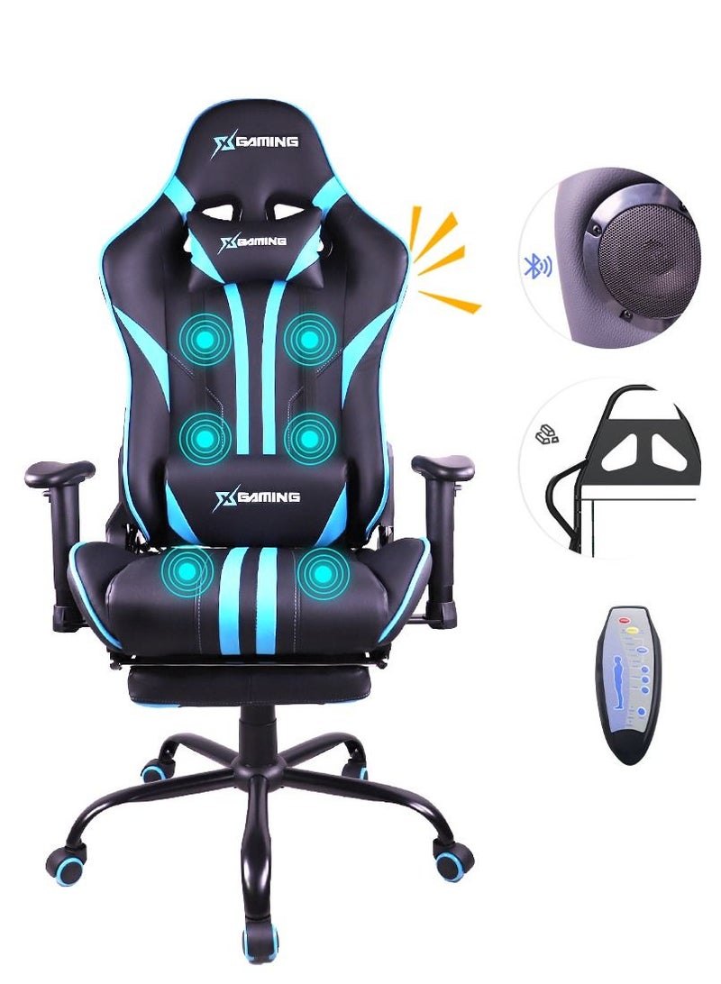 Gaming Chair Ergonomic Office Massage Chair,180° Recliner System,2D Adjustable Arm-Rest With Massage and Bluetooth Footrest  and Speaker