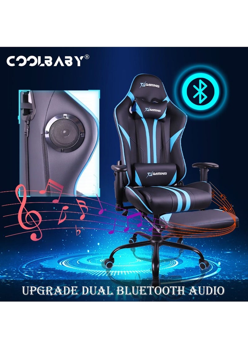 Gaming Chair Ergonomic Office Massage Chair,180° Recliner System,2D Adjustable Arm-Rest With Massage and Bluetooth Footrest  and Speaker