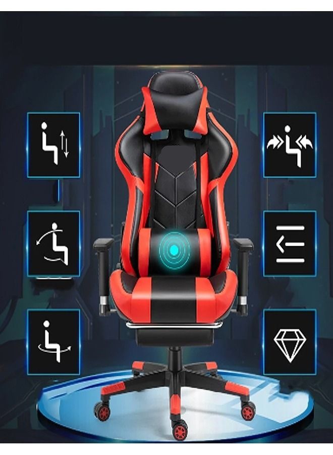 Multifunction High Quality Ergonomic Swivel Gaming Chair Office Chair with RGB Lights Speakers and Remote Adjustable Massage Recliner for Home Office 64x123 cm