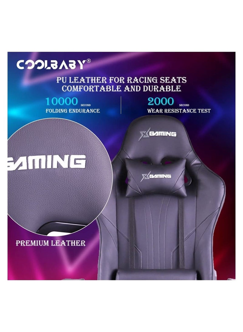 Gaming Chair Ergonomic Office Massage Chair,180° Recliner System,2D Adjustable Arm-Rest With Massage and Bluetooth Speaker and Footrest