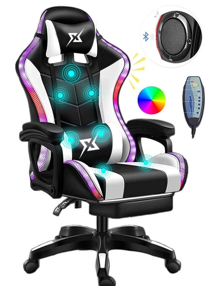 Gaming Chair LED Light Racing Chair Ergonomic Office Massage Chair