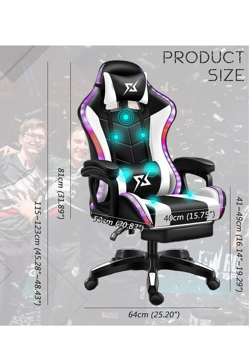 Gaming Chair LED Light Racing Chair Ergonomic Office Massage Chair