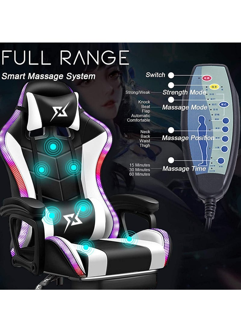 Gaming Chair LED Light Racing Chair Ergonomic Office Massage Chair