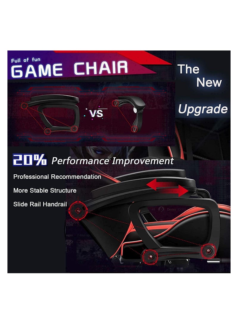 Gaming Chair LED Light Racing Ergonomic Office Lumbar Support and Adjustable Back Bench Bluetooth Speaker