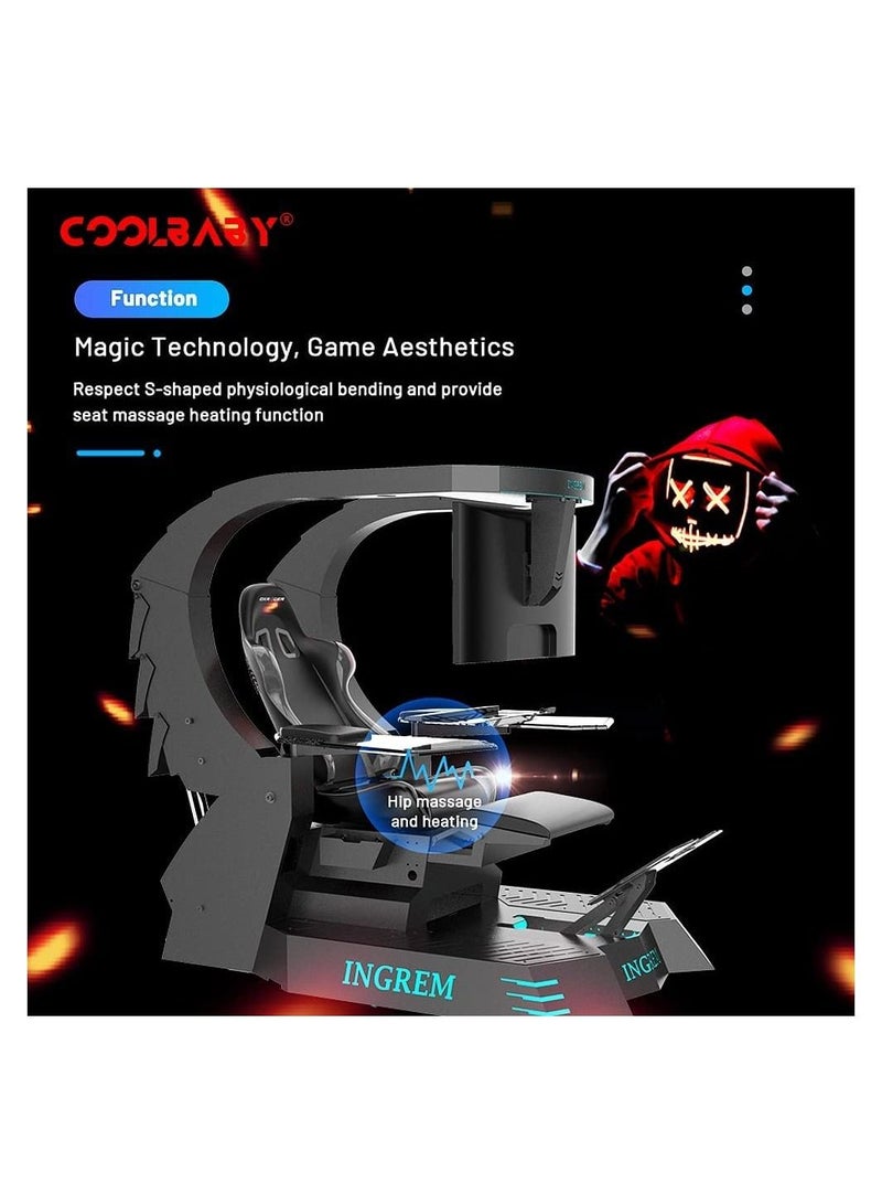 One Piece Gaming Cabin Space Capsule Ergonomic Gaming Computer Seat Lazy Seat With Three Display Screens Adjustable Angle