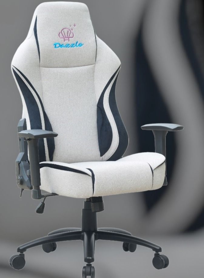 Dazzle - Gaming Chair - Beige/black; Molded foam inside back and seat, steel structure and fabric, new 4D adjustable armrest, 350mm metal base, butterfly mechanism with rocking function