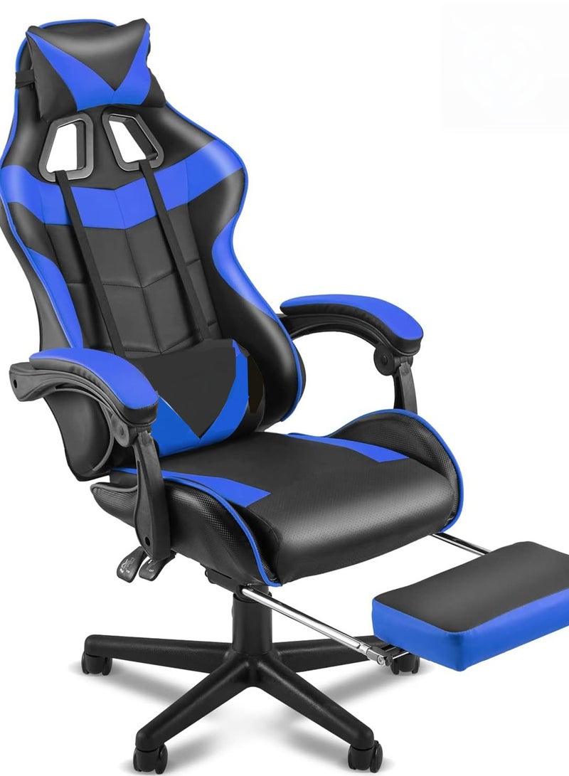 Gaming Chair PU Leather Office Chair High Back Computer Desk Chair Big Video Game Chair Racing Chair Executive Swivel Chair Ergonomic Recliner Chair with Footrest for Home Office