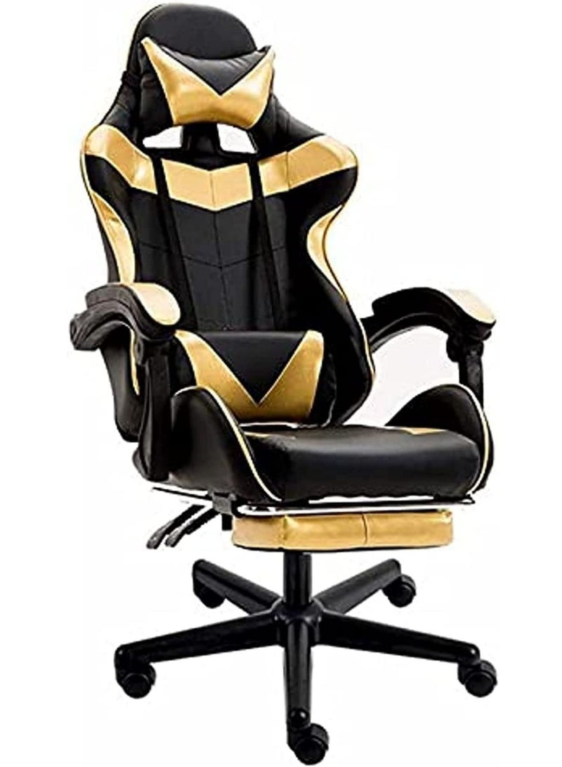 Gaming Chair Durable Leather Seat 360° Gaming Chair with Footrest Adjustable Swivel Task Chair with Headrest