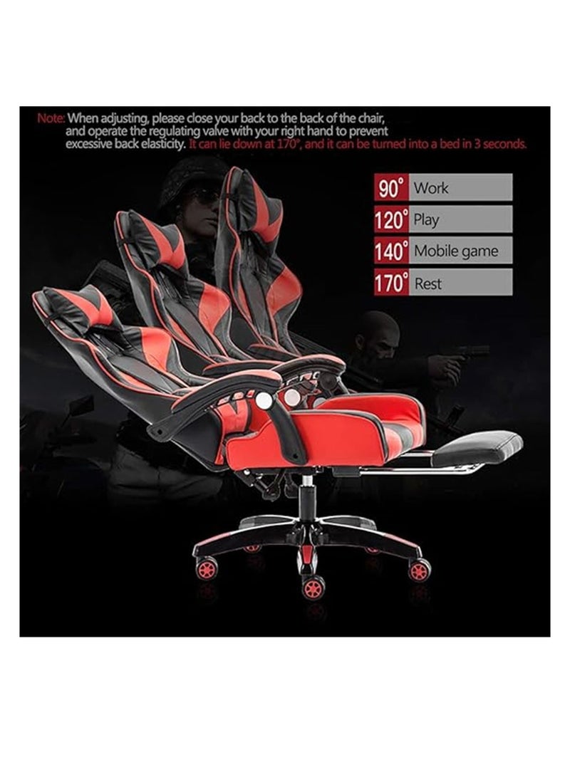 Gaming Chair Video Gaming Chair High Back Ergonomic Swivel Racing Computer Chair Task Chair, Rolling Office Chair with Lumbar Support Red