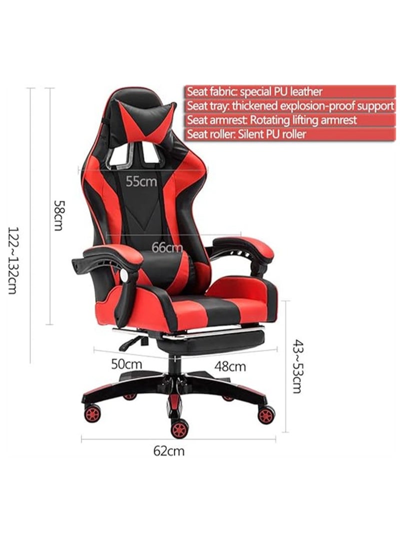 Gaming Chair Video Gaming Chair High Back Ergonomic Swivel Racing Computer Chair Task Chair, Rolling Office Chair with Lumbar Support Red